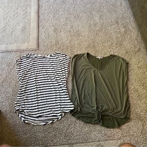 Lot Of 2 Green Envelope LA Top Large Women 3/4 Sleeveless Polyester